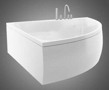 modern köşe küvet gri arka plan üzerinde izole. 3D çizim