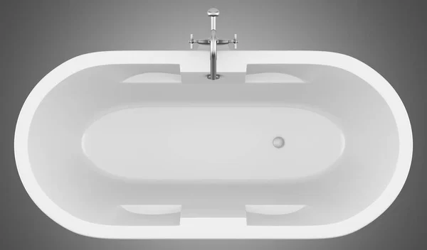 Top View Modern Bathtub Isolated Gray Background Illustration — Stock Photo, Image