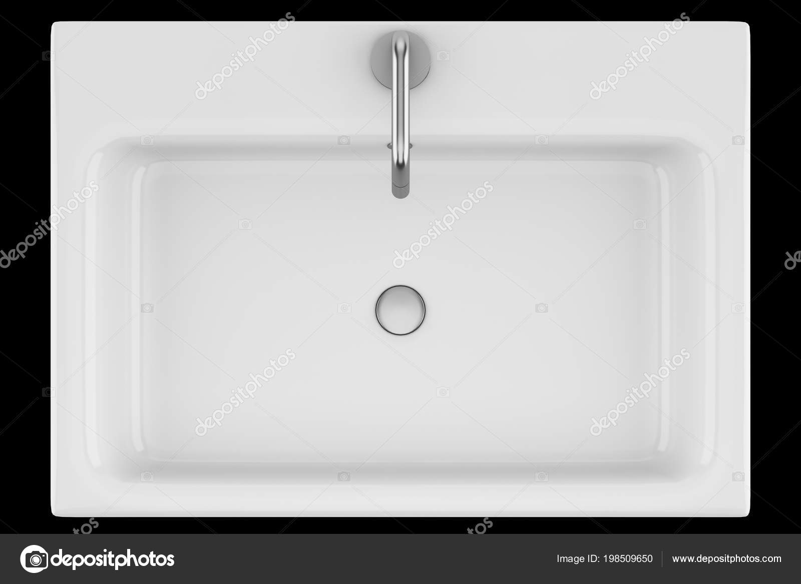 Top View Ceramic Bathroom Sink Isolated Black Background Illustration Stock Photo