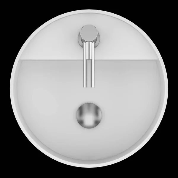 陶磁器の浴室の平面図はシンクに分離された黒の背景です イラストレーション — ストック写真