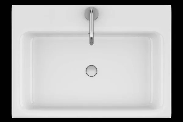 Draufsicht Auf Keramische Badezimmerwaschbecken Isoliert Auf Schwarzem Hintergrund Illustration — Stockfoto