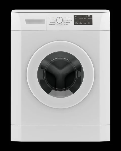 现代洗衣机被隔离在黑色背景上 — 图库照片