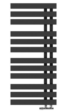 Beyaz arka plan üzerinde izole siyah banyo ısıtıcı. 3D çizim