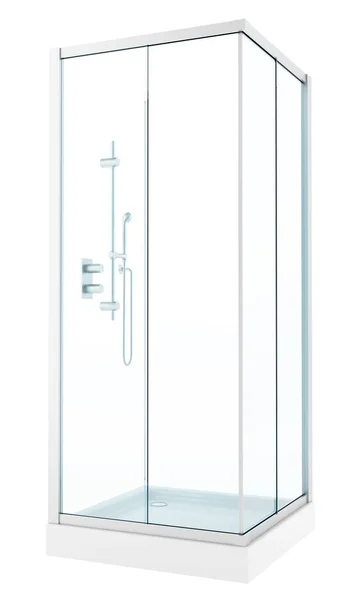 Moderne Duschkabine Isoliert Auf Weißem Hintergrund Illustration — Stockfoto