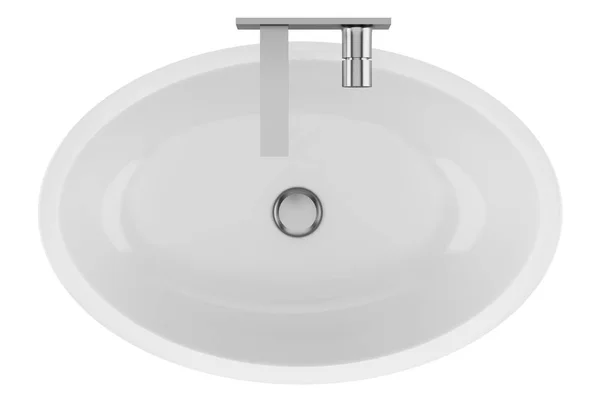 Top View Ceramic Bathroom Sink Isolated White Background Illustration — Stock Photo, Image