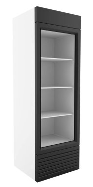boş Pazar buzdolabı beyaz arka plan üzerinde izole içecekler için. 3D çizim