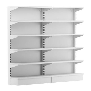boş süpermarket izole üzerinde beyaz arka plan temizleyelim. 3D çizim