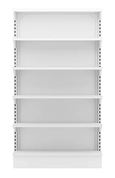 Empty Supermarket Shelves Isolated White Background Illustration — Stock Photo, Image