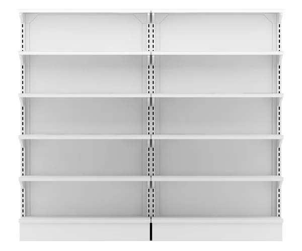 Empty Supermarket Shelves Isolated White Background Illustration — Stock Photo, Image