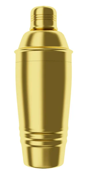 Gyllene Cocktail Shaker Isolerad Vit Bakgrund Illustration — Stockfoto
