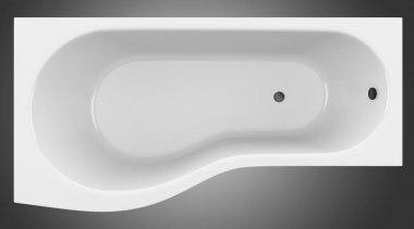 modern küvet gri arka plan üzerinde izole üstten görünüm. 3D çizim