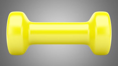 gri arka plan üzerinde izole sarı halter. 3D çizim