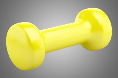 gri arka plan üzerinde izole sarı halter. 3D çizim