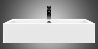 seramik banyo lavabo üzerinde gri arka plan izole. 3D çizim