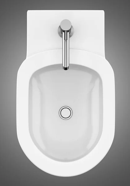 Draufsicht Auf Keramik Bidet Isoliert Auf Grauem Hintergrund Illustration — Stockfoto