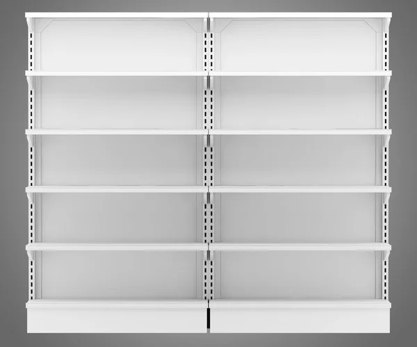 Empty Supermarket Shelves Isolated Gray Background Illustration — Stock Photo, Image