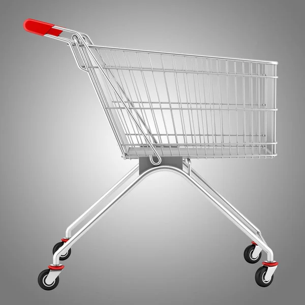 Empty Shopping Cart Isolated Gray Background Illustration — Stock Photo, Image