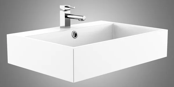 Ceramic Bathroom Sink Isolated Gray Background Illustration — Stock Photo, Image