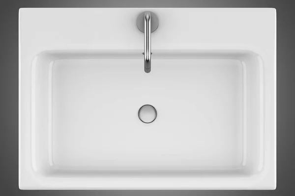 Top View Ceramic Bathroom Sink Isolated Gray Background Illustration — Stock Photo, Image