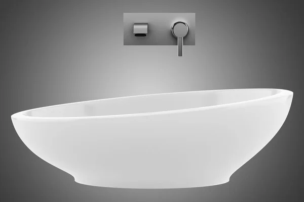 セラミックの浴室の流しは 灰色の背景に分離されました イラストレーション — ストック写真
