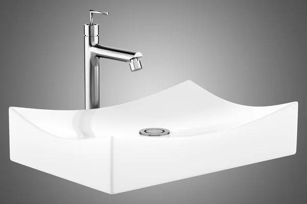 Ceramic Bathroom Sink Isolated Gray Background Illustration — Stock Photo, Image