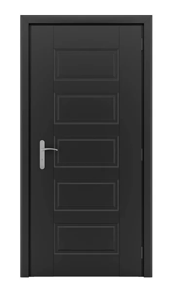 Black Door Isolated White Background Illustration — Stock Photo, Image