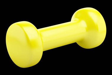 siyah arka plan üzerine izole sarı halter. 3D çizim