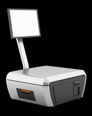 siyah arka plan üzerine izole süpermarket ölçek. 3D çizim