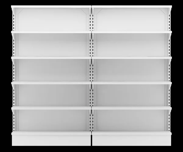 Empty Supermarket Shelves Isolated Black Background Illustration — Stock Photo, Image