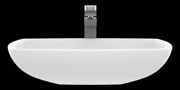 Keramiska Badrum Sink Isolerade Svart Bakgrund Illustration — Stockfoto