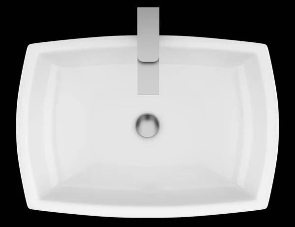 Top View Ceramic Bathroom Sink Isolated Black Background Illustration — Stock Photo, Image