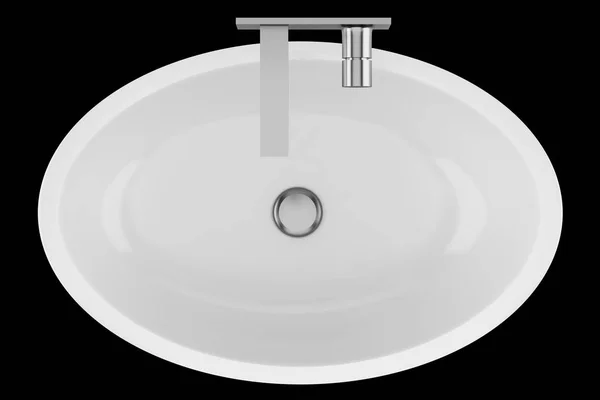 Top View Ceramic Bathroom Sink Isolated Black Background Illustration — Stock Photo, Image