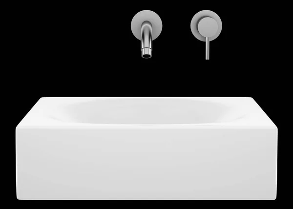 Ceramic Bathroom Sink Isolated Black Background Illustration — Stock Photo, Image