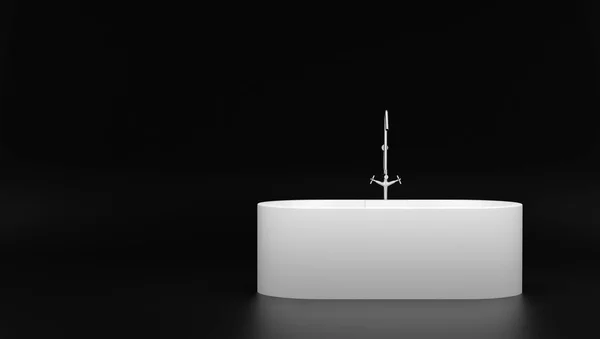 Modern White Bathtub Isolated Black Background Copyspace Illustration — Stock Photo, Image