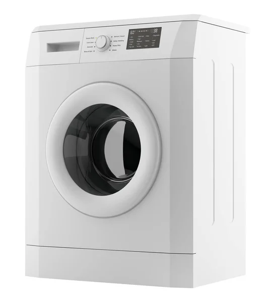 Moderna tvättmaskin isolerad på vit bakgrund. 3D illustra — Stockfoto