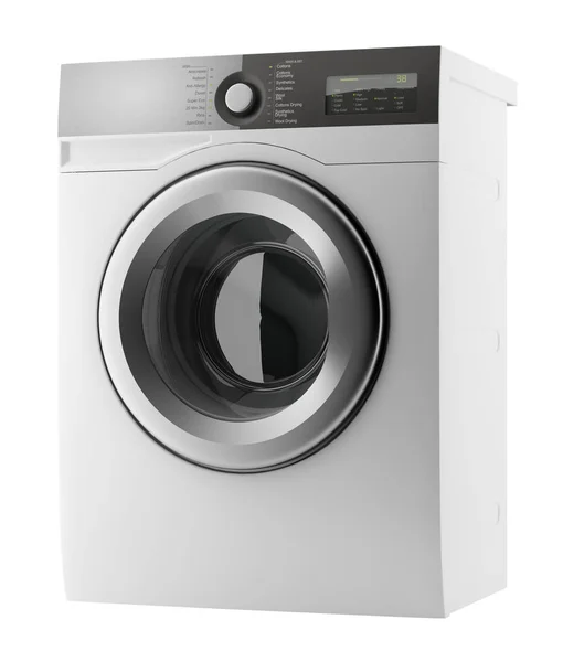 Moderne Waschmaschine isoliert auf weißem Hintergrund. 3D-Illustration Stockbild