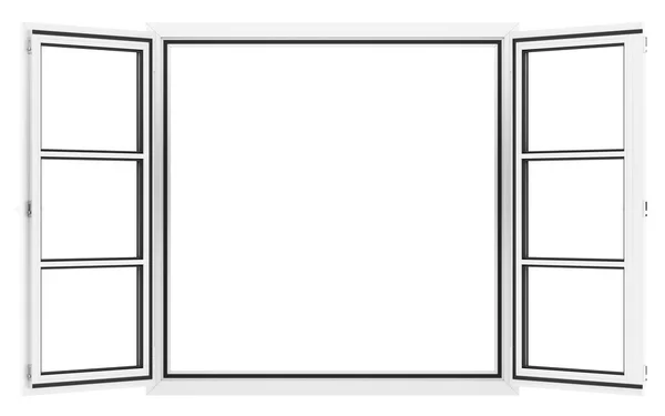 Ventana abierta aislada sobre fondo blanco. ilustración 3d —  Fotos de Stock