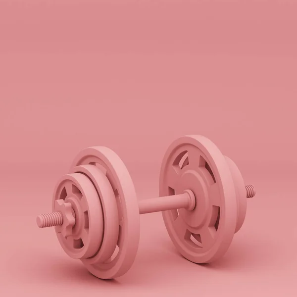 Гантель изолирован на розовом фоне. 3d иллюстрация — стоковое фото