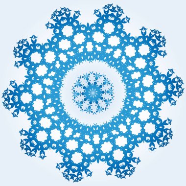Hafif Mavi degrade arka plan üzerinde beyaz mavi simetrik parça. Yaratıcılık ve tasarı için