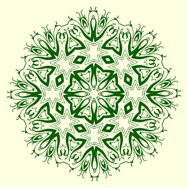 Green Octagonal Symmetrical Geometric Pattern Element Design Creativit — Stock Vector