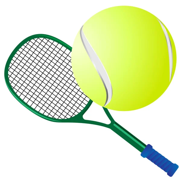 Dibujo Vectorial Raqueta Tenis Verde Bola Amarilla Para Gam Tenis — Vector de stock