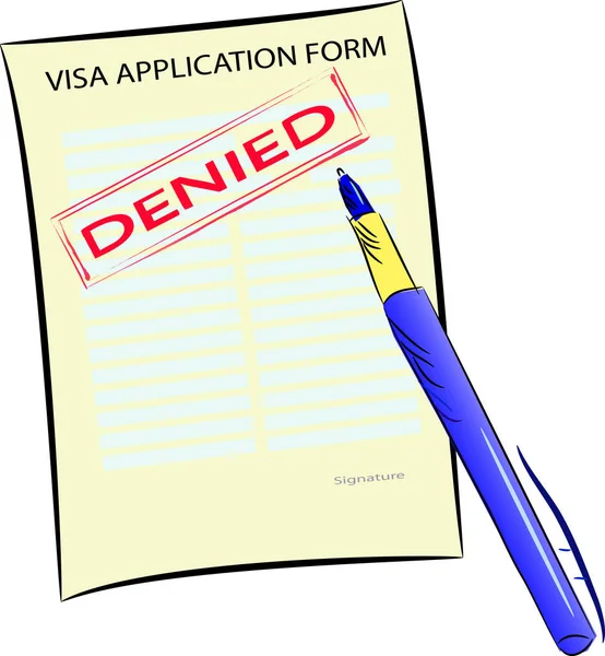 Vector Image Visa Application Form Pen Form Stamped Denied — Stock Vector