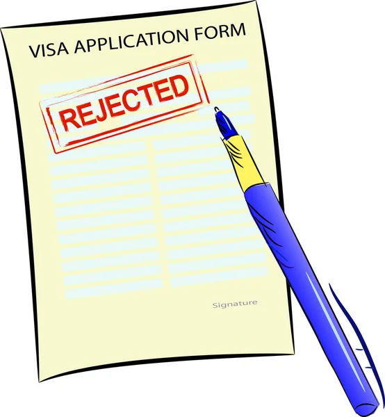 Vector Image Visa Application Form Pen Form Stamped Rejected — Stock Vector