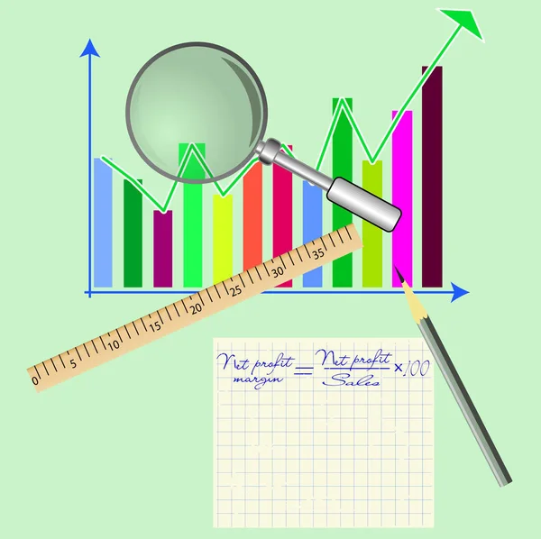 Vetor Valendo Estudo Das Empresas Construção Estudo Gráfico Lucro —  Vetores de Stock