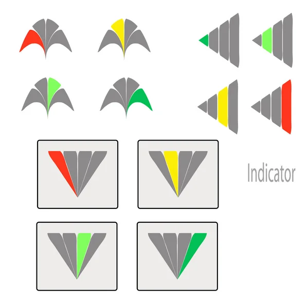 Immagine Vettoriale Tre Indicatori Prestazione Una Scala Forme Diverse Colore — Vettoriale Stock