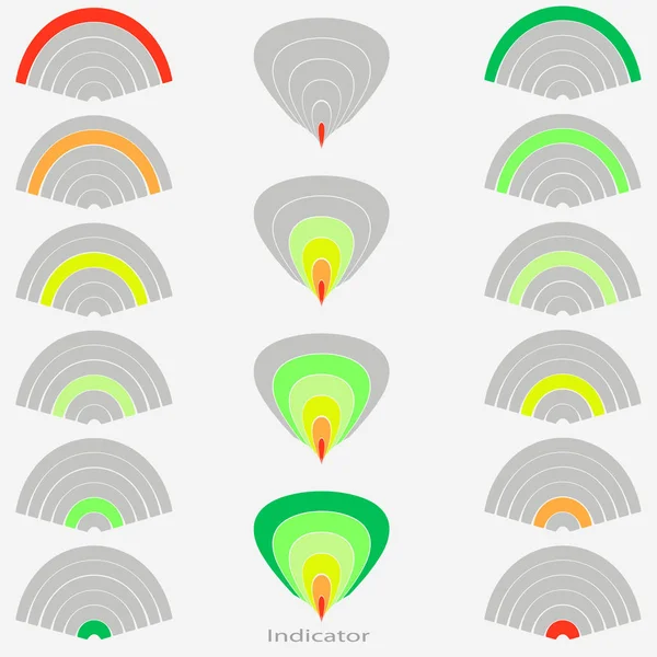 Image Vectorielle Trois Indicateurs Performance Six Couleurs Forme Arc Couleur — Image vectorielle