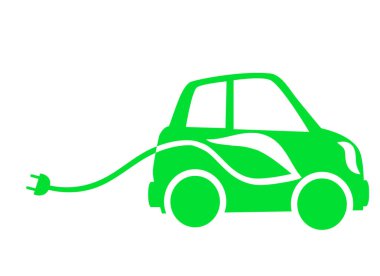 araba yeşil görüntü ahşap ve şarj için tel bir levha ile