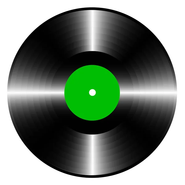 Imagen Vectorial Disco Vinilo Larga Duración Con Una Etiqueta Verde — Vector de stock