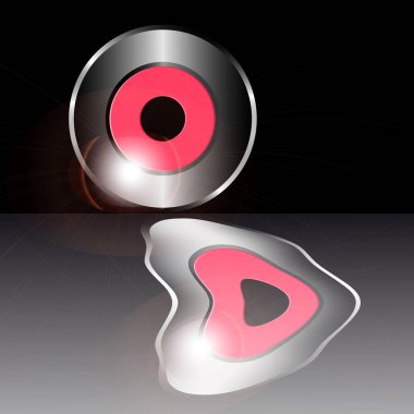 karanlık ayna yüzeyinde yanlış yansıması ile 45 rpm kaydedin. Vektör görüntü tasarımı için