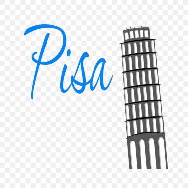 Pisa gitmekten sembolik iz. Eğilerek Pisa Kulesi ve yazıt Pisa